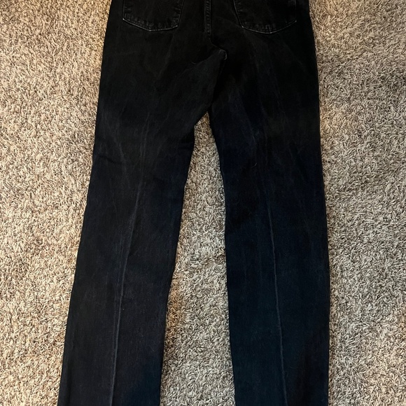 Wrangler cowboy cut solid black wash denim straight leg patch jeans 33x36 - Picture 3 of 6